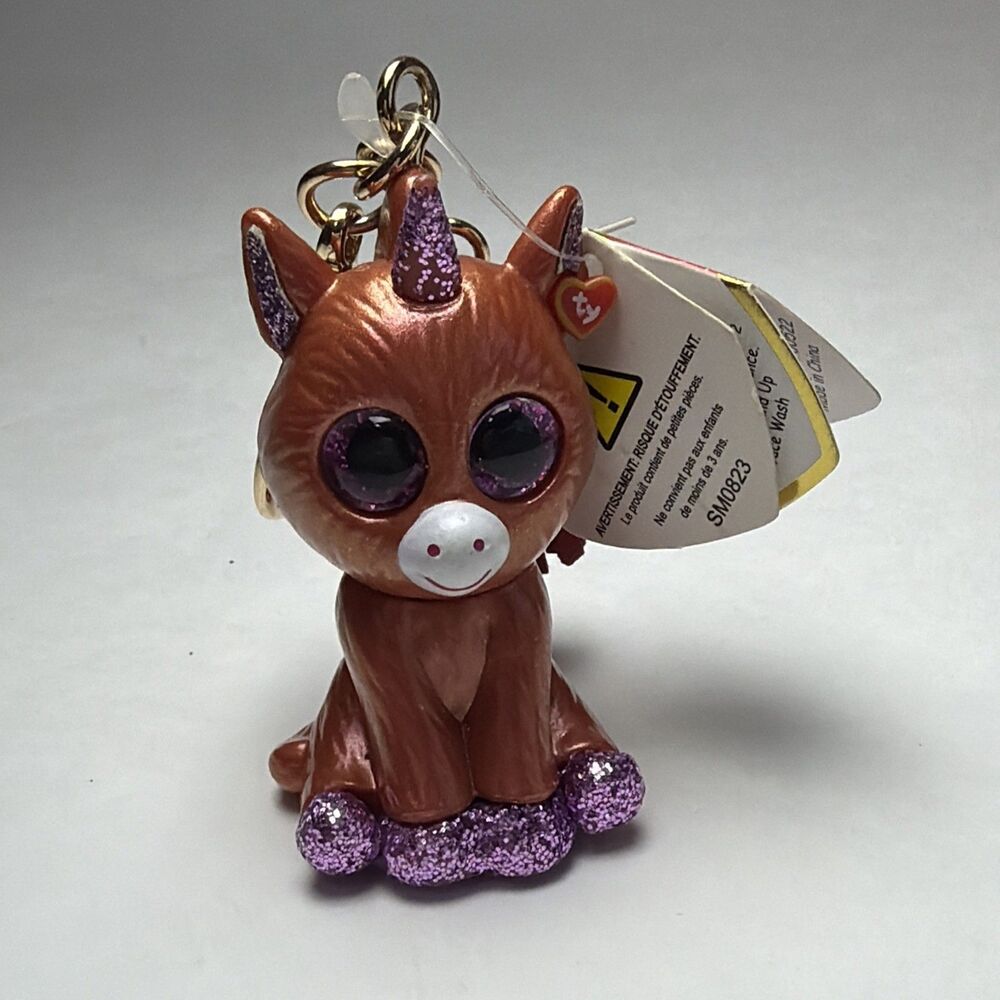 2022 TY Beanie Boos Mini Boo Collectible Metal Key Clip Sunset the Unicorn